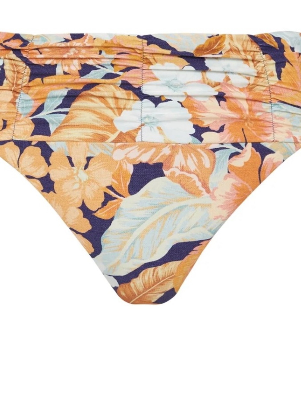 Monte & Lou Paraiso Mid Rise Ruched Colorful Floral Print Bikini Bottom Size 12